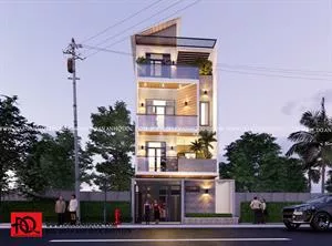 Thiết kế nhà phố hiện đại 3 tầng 1 tum diện tích 7.5x15m tại Phan Thiết 